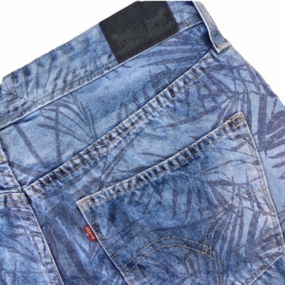 Levi's high-waist palm leaf cut-off jean short frayed sz 11 - Picture 6 of 8